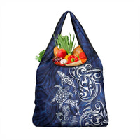 New Zealand Connecting with Seas Grocery Bag Maori Tribal and Sea Animals Tattoo - White Glass Style