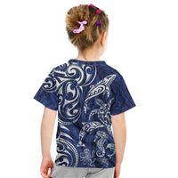 New Zealand Connecting with Seas Kid T Shirt Maori Tribal and Sea Animals Tattoo - White Glass Style