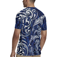 New Zealand Connecting with Seas Rugby Jersey Maori Tribal and Sea Animals Tattoo - White Glass Style