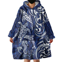 New Zealand Connecting with Seas Wearable Blanket Hoodie Maori Tribal and Sea Animals Tattoo - White Glass Style