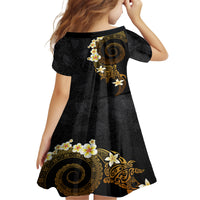 Polynesian Spiral Tribal Tattoo Kid Short Sleeve Dress Golden Color LT03 - Polynesian Pride