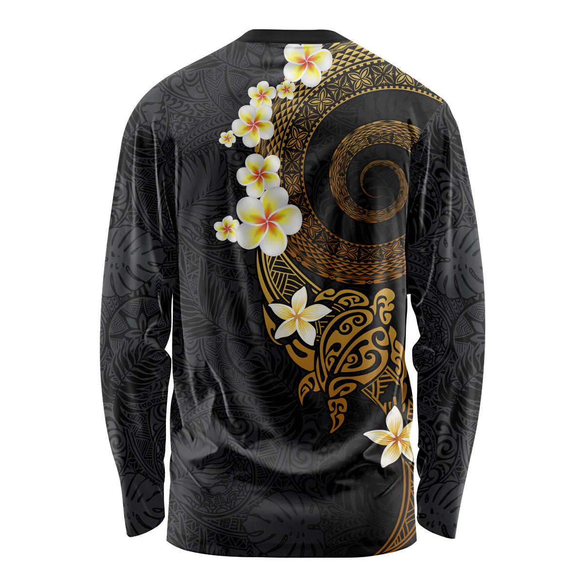 Polynesian Spiral Tribal Tattoo Long Sleeve Shirt Golden Color