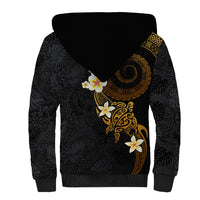 Polynesian Spiral Tribal Tattoo Sherpa Hoodie Golden Color