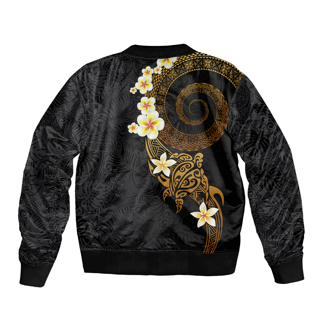 Polynesian Spiral Tribal Tattoo Sleeve Zip Bomber Jacket Golden Color