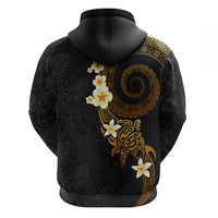 Polynesian Spiral Tribal Tattoo Zip Hoodie Golden Color