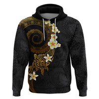 Polynesian Spiral Tribal Tattoo Zip Hoodie Golden Color