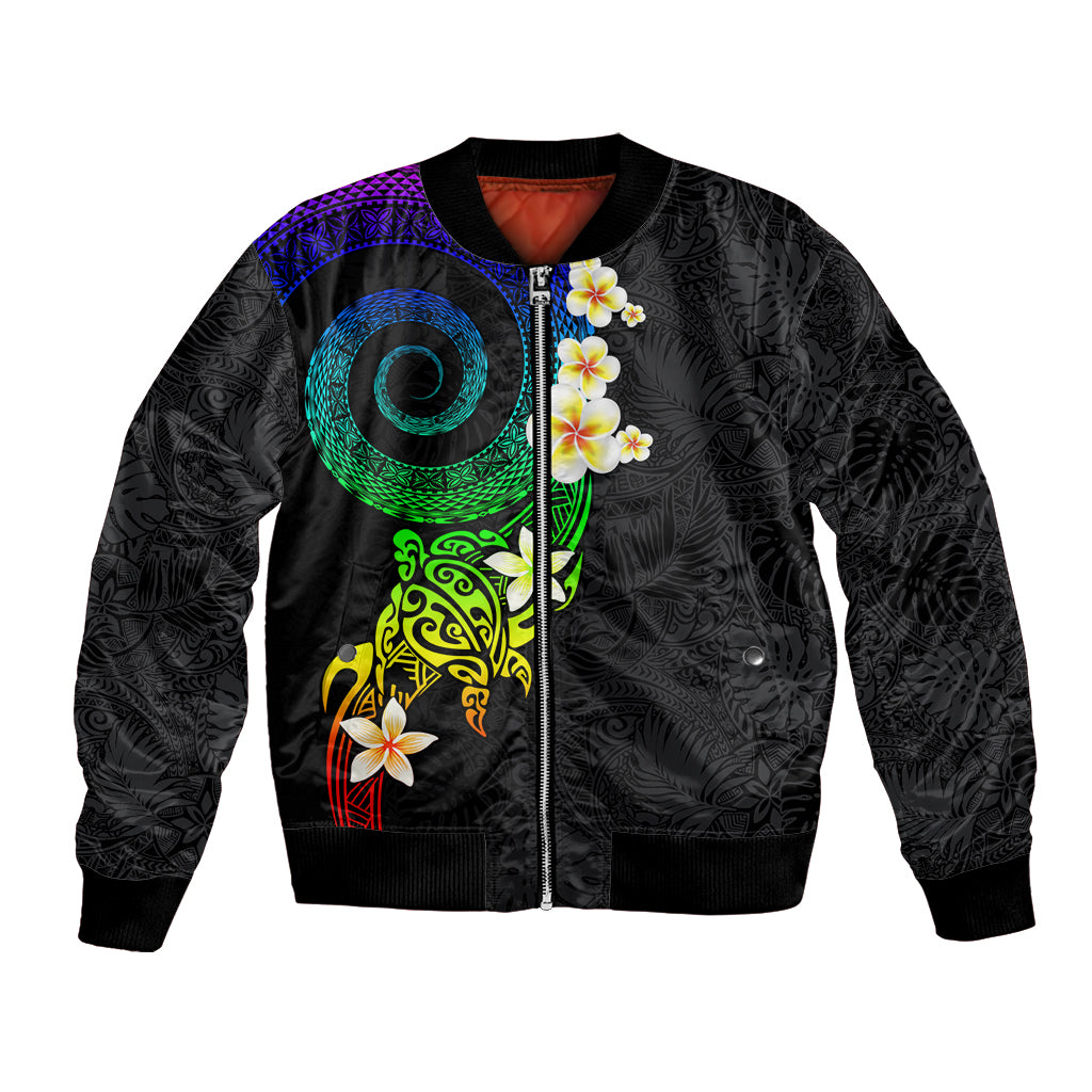 Polynesian Spiral Tribal Tattoo Bomber Jacket Fanciful Color