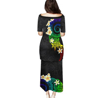 Polynesian Spiral Tribal Tattoo Family Matching Puletasi and Hawaiian Shirt Fanciful Color