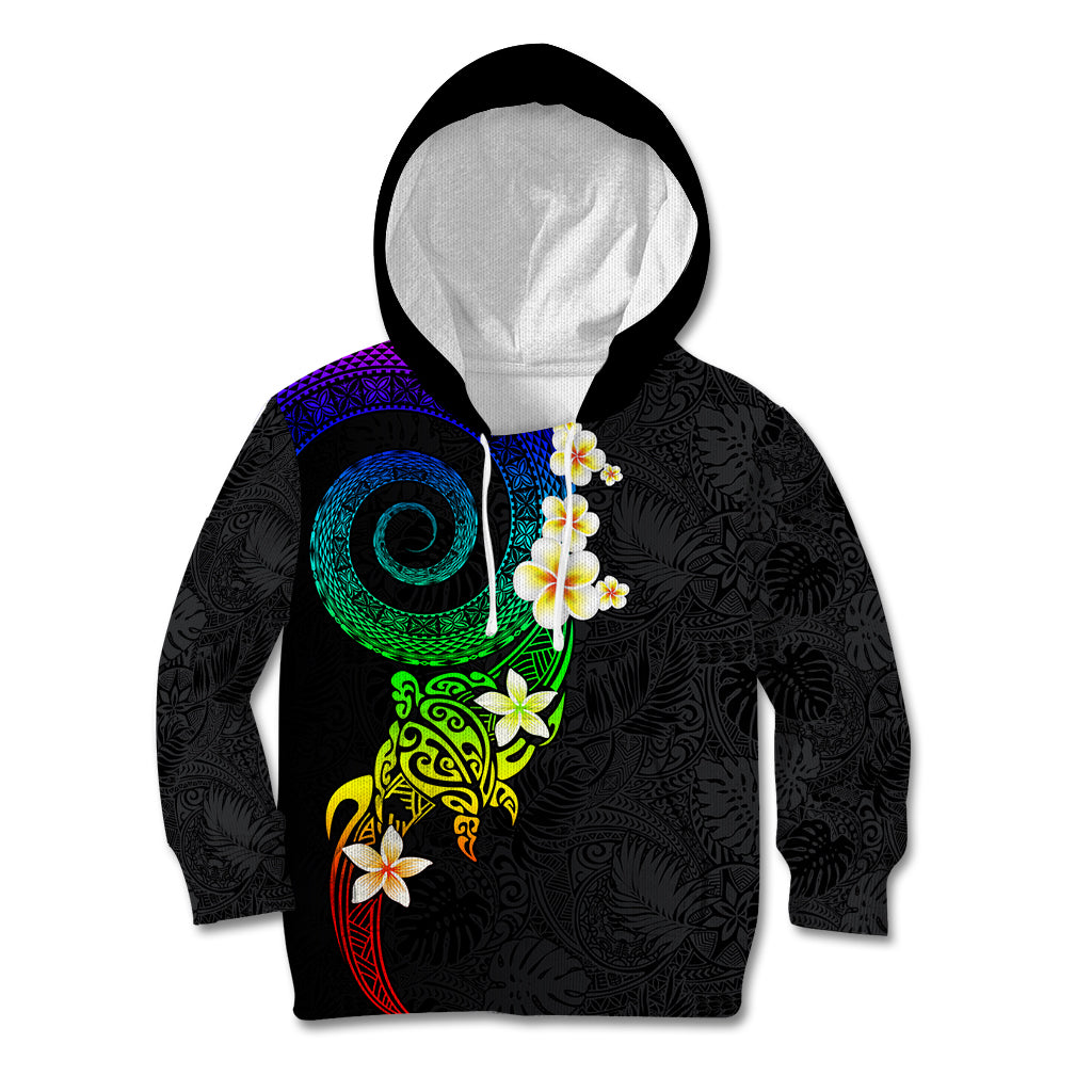 Polynesian Spiral Tribal Tattoo Kid Hoodie Fanciful Color LT03 Hoodie Black - Polynesian Pride