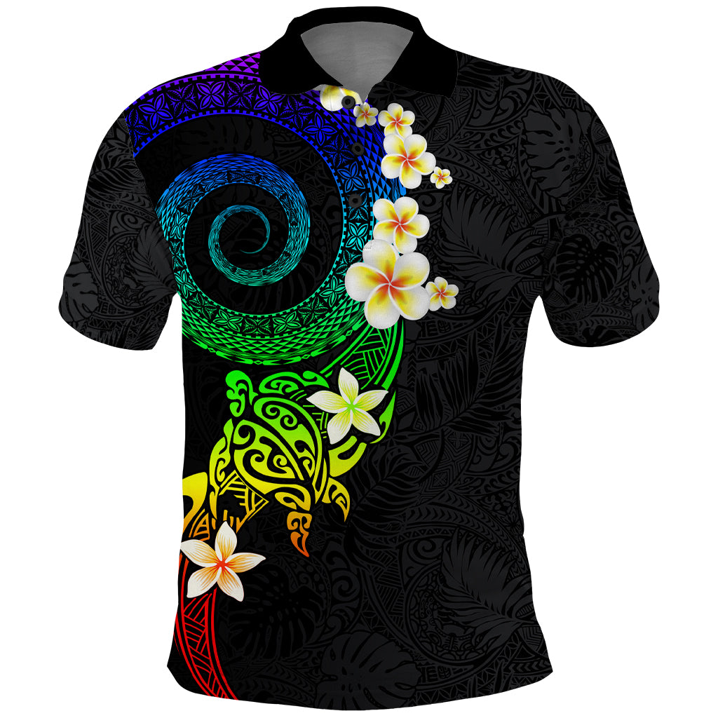Polynesian Spiral Tribal Tattoo Polo Shirt Fanciful Color
