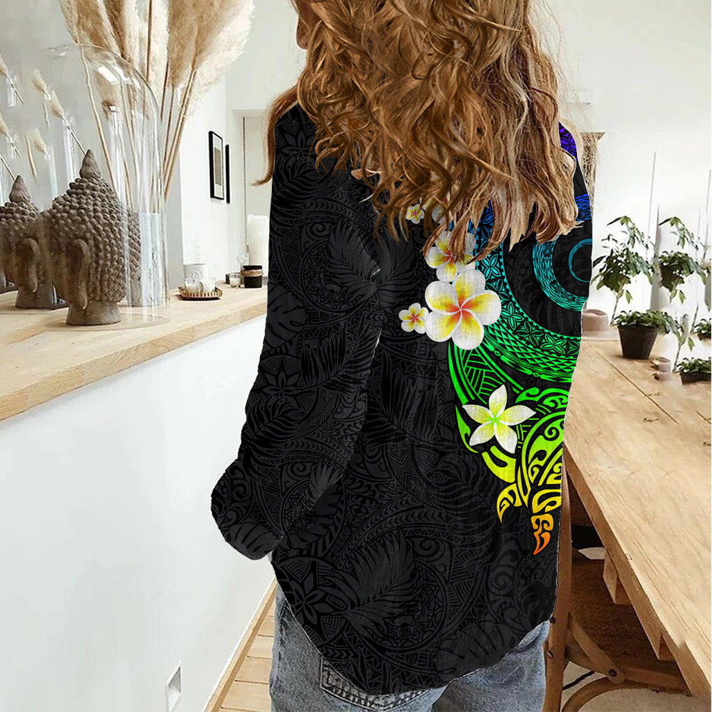 Polynesian Spiral Tribal Tattoo Women Casual Shirt Fanciful Color