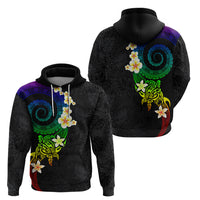 Polynesian Spiral Tribal Tattoo Zip Hoodie Fanciful Color