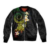 Polynesian Spiral Tribal Tattoo Bomber Jacket Reggae Color
