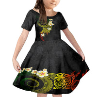 Polynesian Spiral Tribal Tattoo Family Matching Mermaid Dress and Hawaiian Shirt Reggae Color