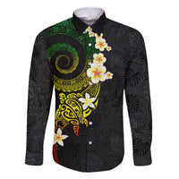 Polynesian Spiral Tribal Tattoo Family Matching Summer Maxi Dress and Hawaiian Shirt Reggae Color