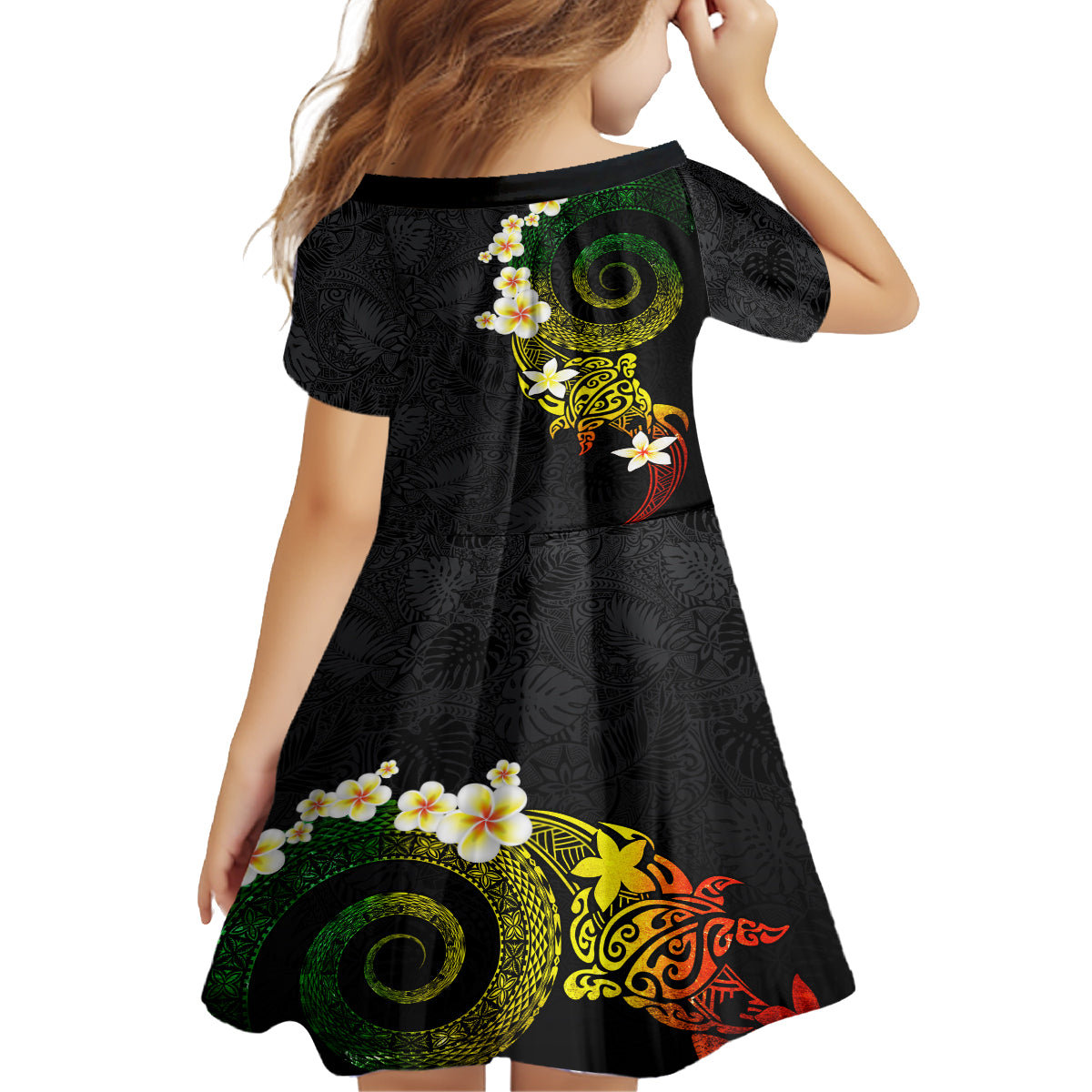 Polynesian Spiral Tribal Tattoo Kid Short Sleeve Dress Reggae Color LT03 - Polynesian Pride