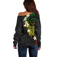 Polynesian Spiral Tribal Tattoo Off Shoulder Sweater Reggae Color LT03 - Polynesian Pride