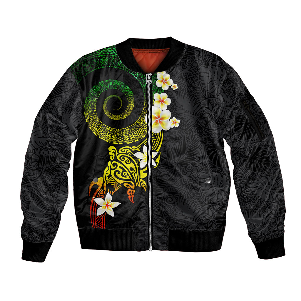 Polynesian Spiral Tribal Tattoo Sleeve Zip Bomber Jacket Reggae Color