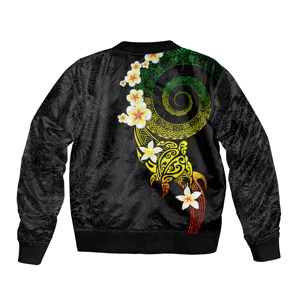 Polynesian Spiral Tribal Tattoo Sleeve Zip Bomber Jacket Reggae Color