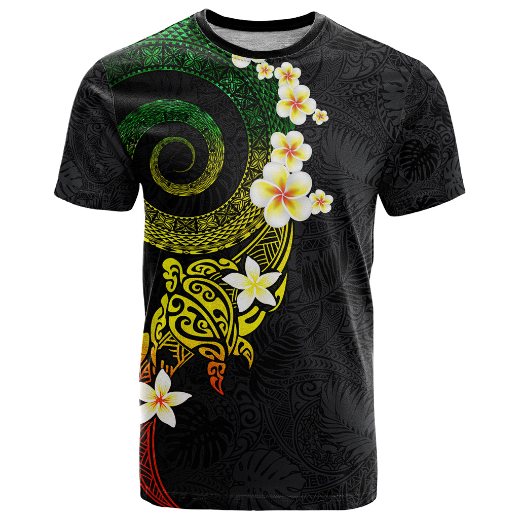 Polynesian Spiral Tribal Tattoo T Shirt Reggae Color