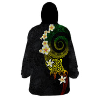 Polynesian Spiral Tribal Tattoo Wearable Blanket Hoodie Reggae Color