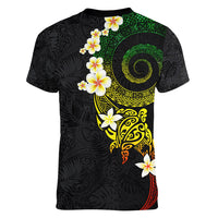 Polynesian Spiral Tribal Tattoo Women V Neck T Shirt Reggae Color