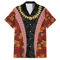 Hawaii Lei and Hibiscus Flowers Tribal Family Matching Tank Maxi Dress and Hawaiian Shirt Patchwork Abstract Vintage