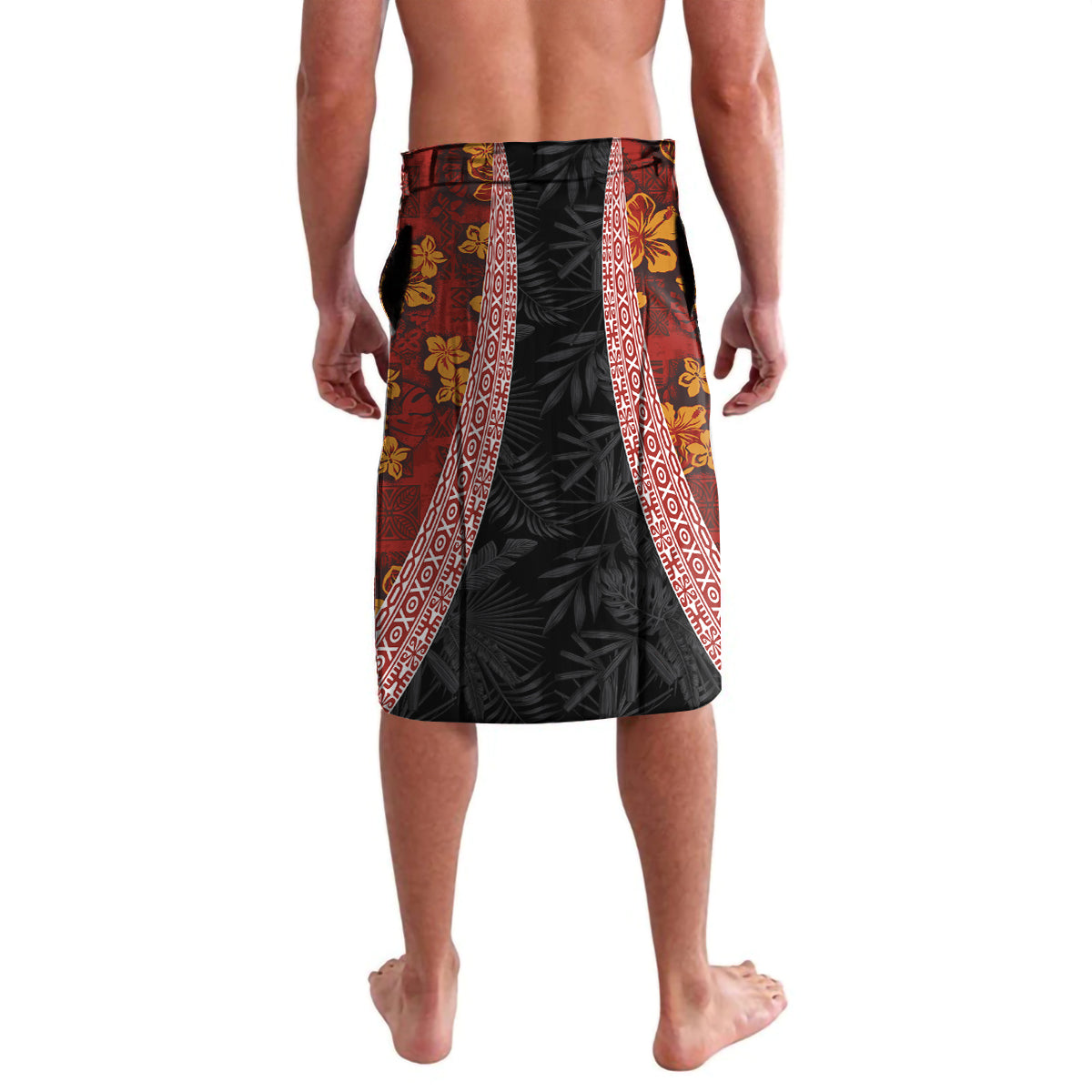 Hawaii Lei and Hibiscus Flowers Tribal Lavalava Patchwork Abstract Vintage