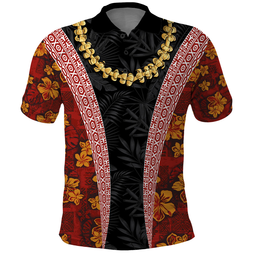 Hawaii Lei and Hibiscus Flowers Tribal Polo Shirt Patchwork Abstract Vintage