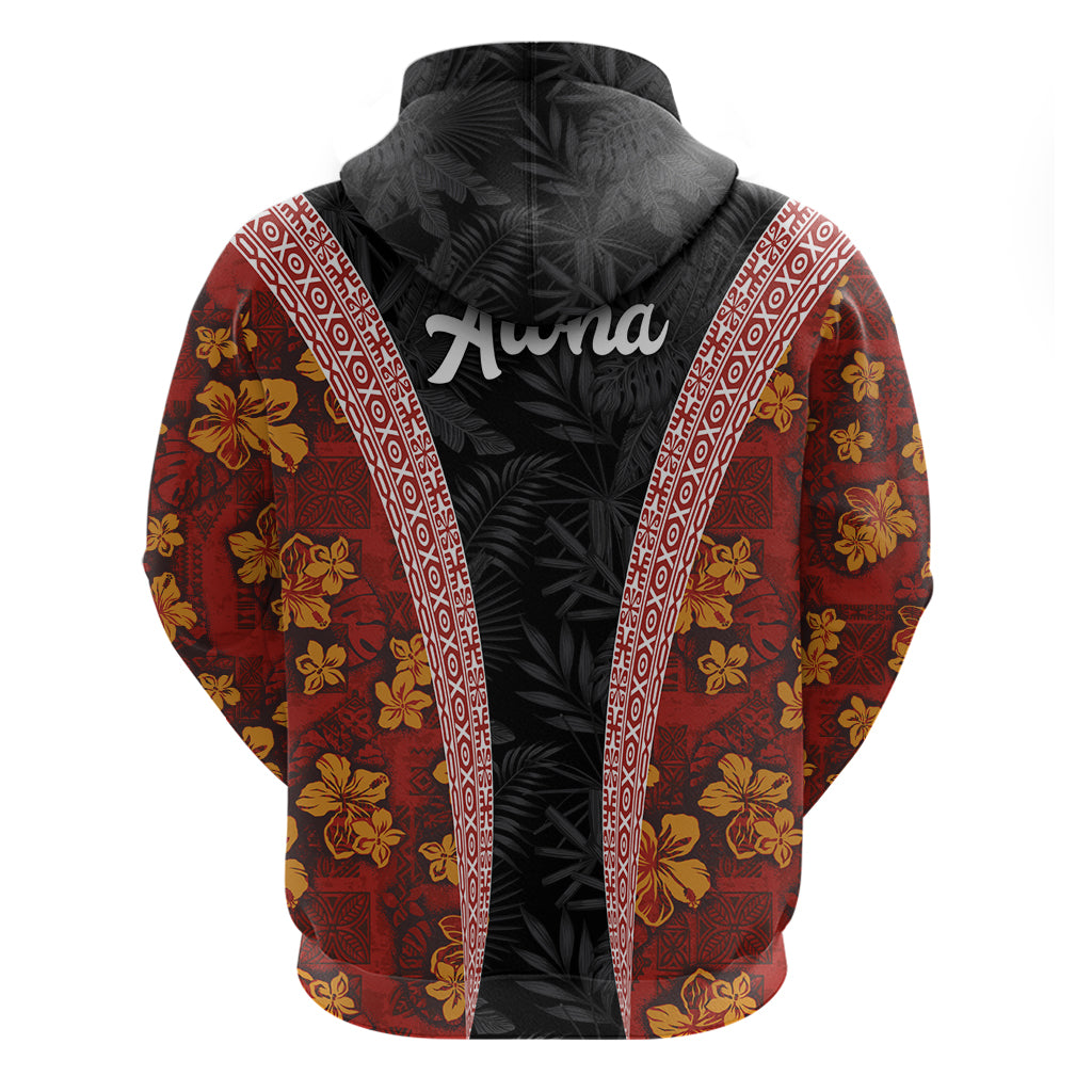 Hawaii Lei and Hibiscus Flowers Tribal Zip Hoodie Patchwork Abstract Vintage