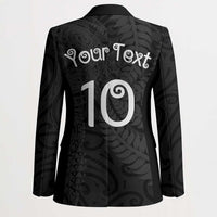 Aotearoa Volleyball Custom Blazer Silver Ferns and Maori Tribal Black