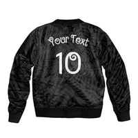 Aotearoa Volleyball Custom Bomber Jacket Silver Ferns and Maori Tribal Black LT03 - Polynesian Pride