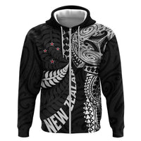 Aotearoa Volleyball Custom Hoodie Silver Ferns and Maori Tribal Black