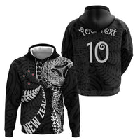Aotearoa Volleyball Custom Hoodie Silver Ferns and Maori Tribal Black
