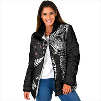 Aotearoa Volleyball Custom Padded Jacket Silver Ferns and Maori Tribal Black