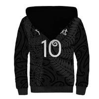 Aotearoa Volleyball Custom Sherpa Hoodie Silver Ferns and Maori Tribal Black