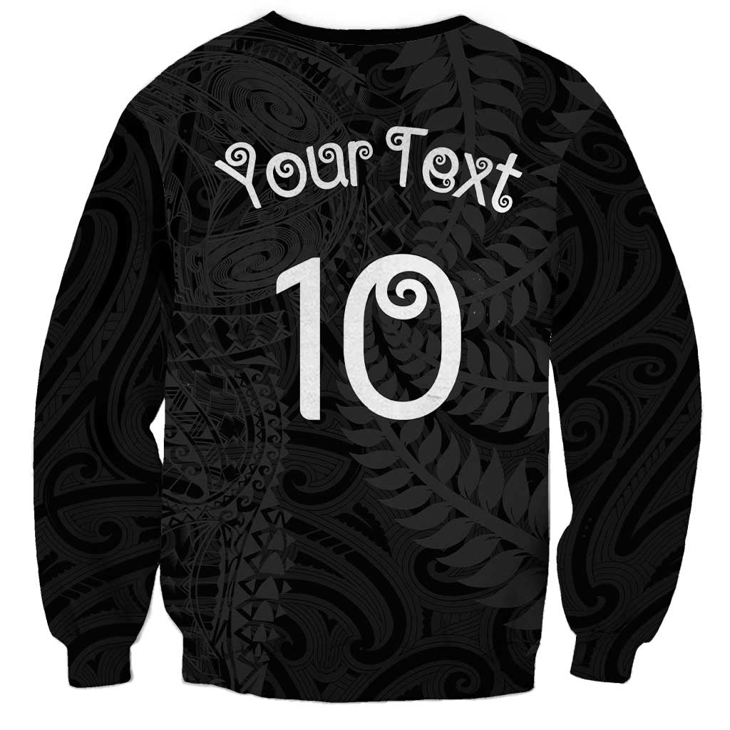 Aotearoa Volleyball Custom Sweatshirt Silver Ferns and Maori Tribal Black LT03 - Polynesian Pride