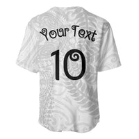 Aotearoa Volleyball Custom Baseball Jersey Silver Ferns and Maori Tribal White LT03 - Polynesian Pride