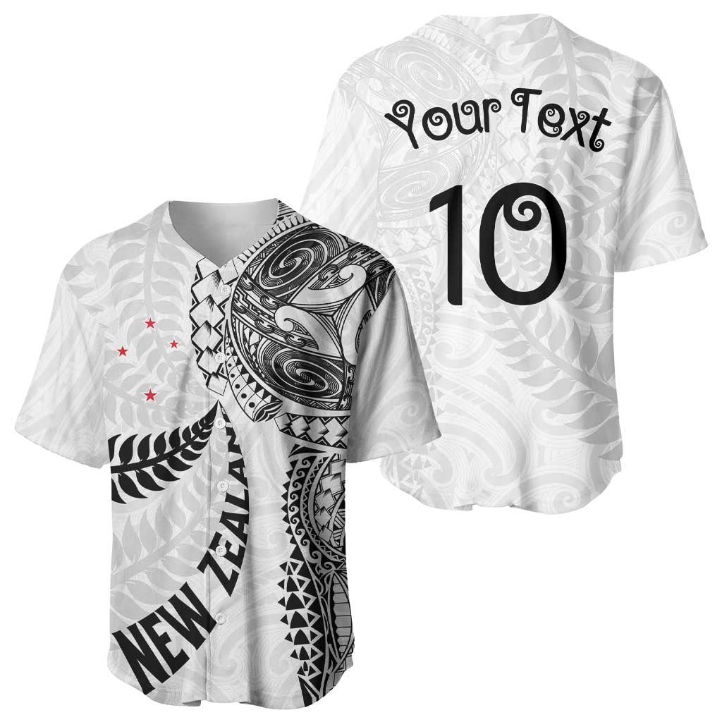 Aotearoa Volleyball Custom Baseball Jersey Silver Ferns and Maori Tribal White LT03 - Polynesian Pride