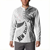 Aotearoa Volleyball Custom Button Sweatshirt Silver Ferns and Maori Tribal White