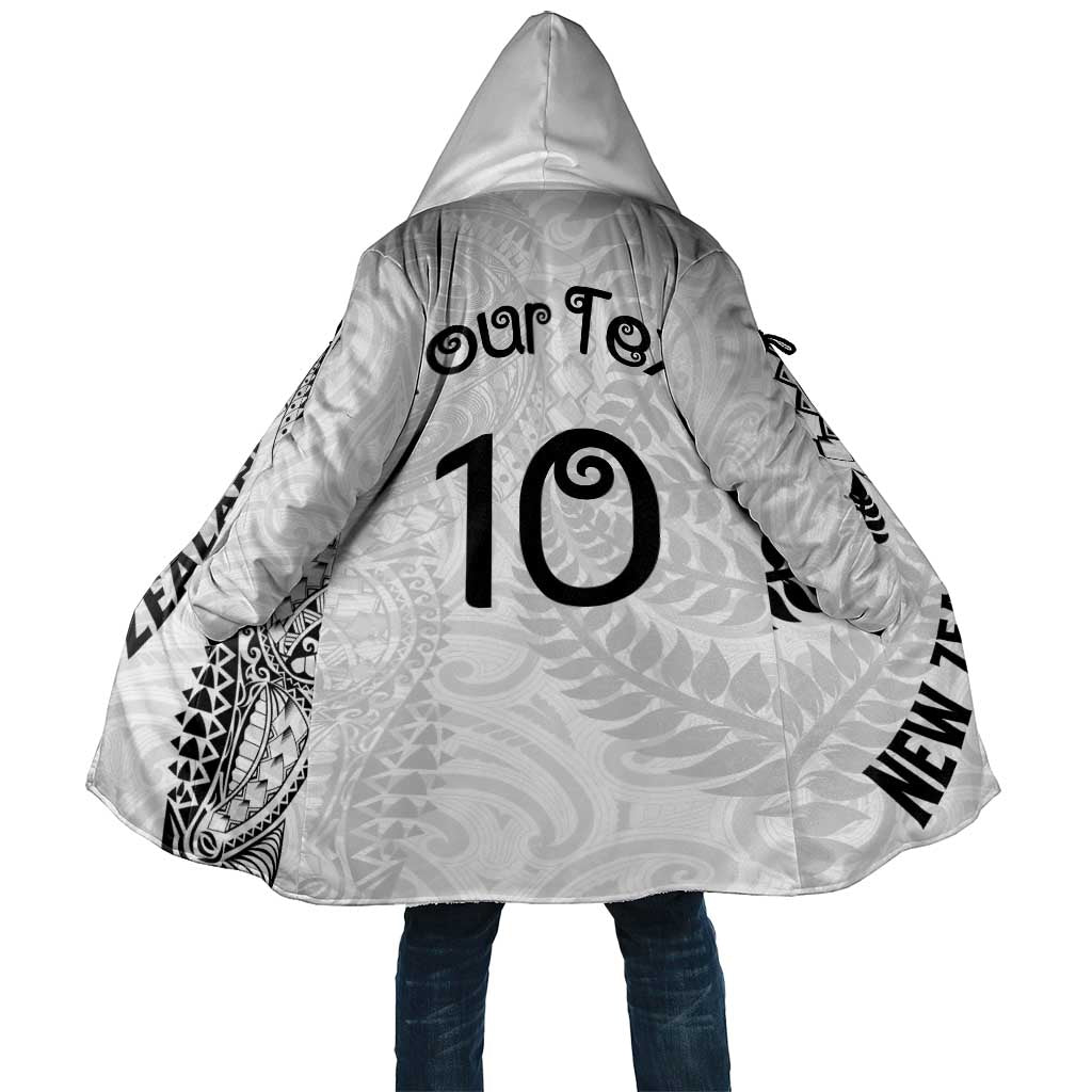 Aotearoa Volleyball Custom Cloak Silver Ferns and Maori Tribal White LT03 Unisex White - Polynesian Pride