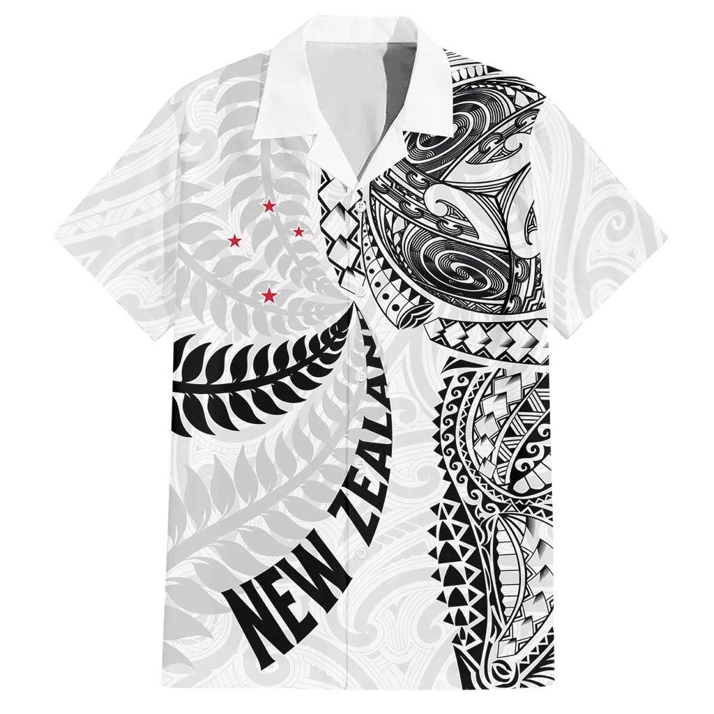 Aotearoa Volleyball Custom Hawaiian Shirt Silver Ferns and Maori Tribal White