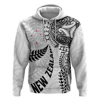 Aotearoa Volleyball Custom Hoodie Silver Ferns and Maori Tribal White