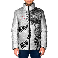 Aotearoa Volleyball Custom Padded Jacket Silver Ferns and Maori Tribal White