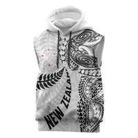 Aotearoa Volleyball Custom Sleeveless Hoodie Silver Ferns and Maori Tribal White LT03 White - Polynesian Pride