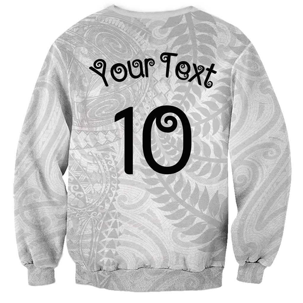 Aotearoa Volleyball Custom Sweatshirt Silver Ferns and Maori Tribal White