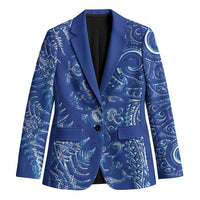 New Zealand Sea Animals Blazer with Maori Koru Tribal Tattoo and Silver Ferns Aquatic Style LT03 Unisex Navy - Polynesian Pride