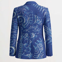 New Zealand Sea Animals Blazer with Maori Koru Tribal Tattoo and Silver Ferns Aquatic Style LT03 - Polynesian Pride