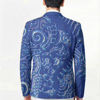 New Zealand Sea Animals Blazer with Maori Koru Tribal Tattoo and Silver Ferns Aquatic Style LT03 - Polynesian Pride
