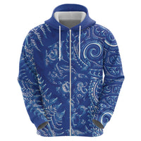 New Zealand Sea Animals Hoodie with Maori Koru Tribal Tattoo and Silver Ferns Aquatic Style